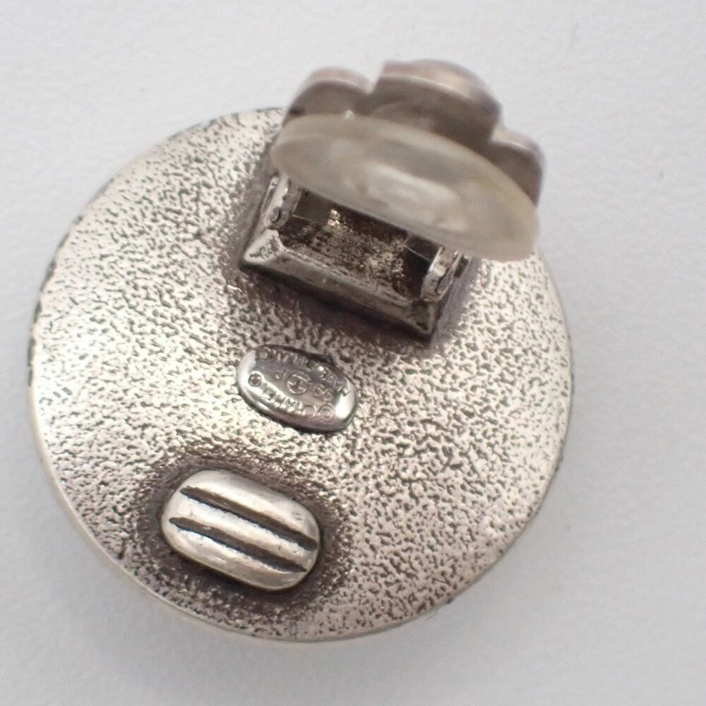 CHANEL CC Logo Round Button 99P Earrings Clip-On Clear SHW France 64RL668 - Picture 10 of 15
